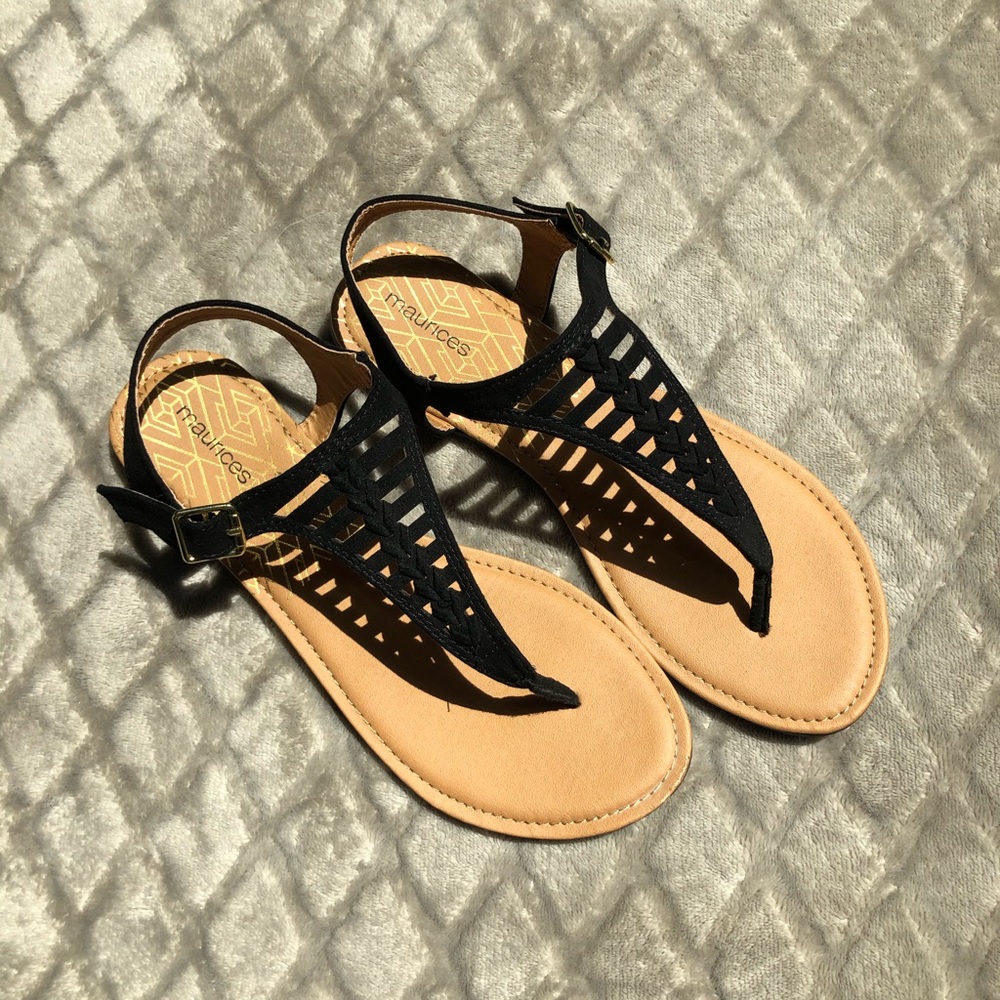 Maurices Black Woven Flat Sandals